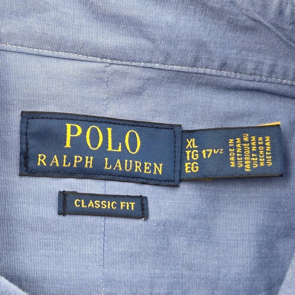 Polo Ralph Lauren Classic Fit Stretch Poplin Shirt Mens XL Blue Long Sleeve EUC